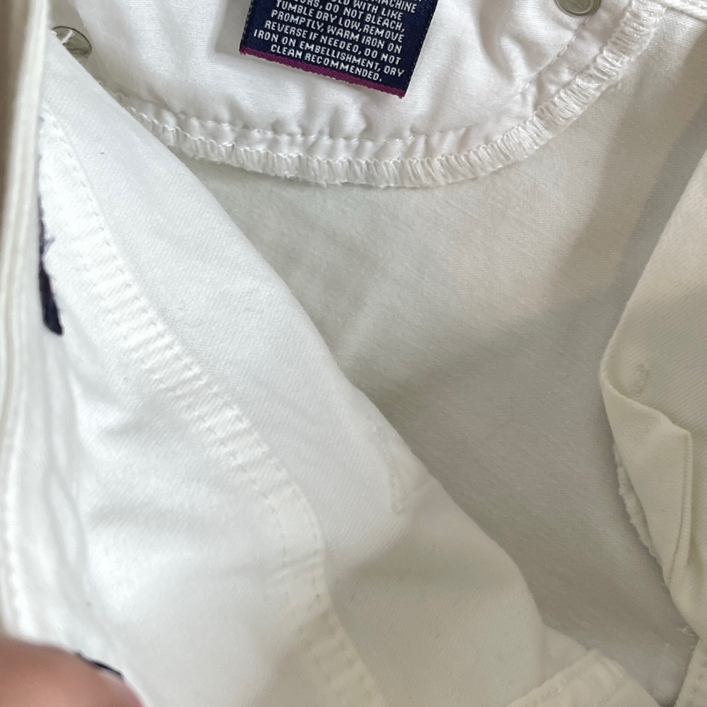 VIGOSS “The Thompson Tomboy” White Distressed Bermuda Denim Shorts Size 27 - Picture 7 of 7